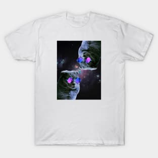 Cat with Sunglasses in Space T-Shirt